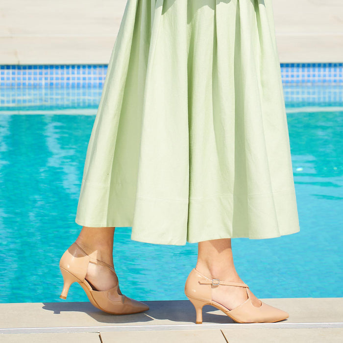 Cecilia: Nude Patent Leather Shoes Sole Bliss