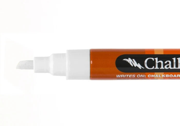 Close-up of the white chisel tip on a Chalk Ink marker.