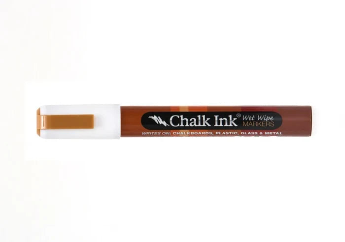 White Chalk Ink wet-wipe marker shown horizontally with its cap on.