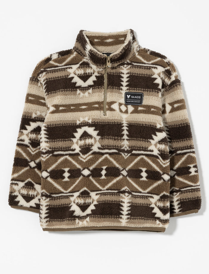 Chandail à demi-zip en sherpa à motif aztèque