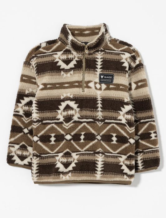 Chandail à demi-zip en sherpa à motif aztèque