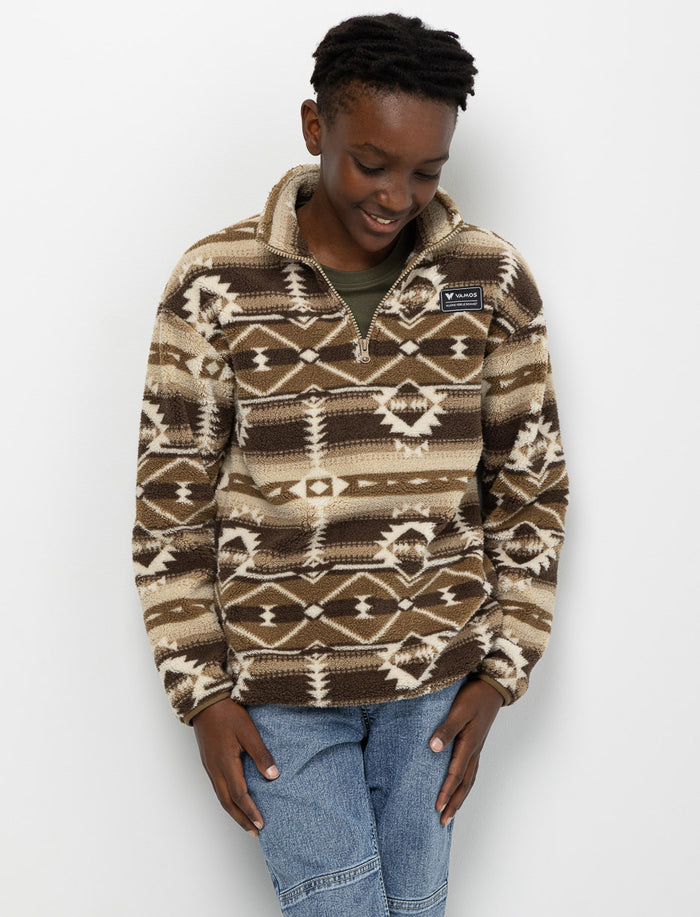 Chandail à motif aztèque à demi-zip