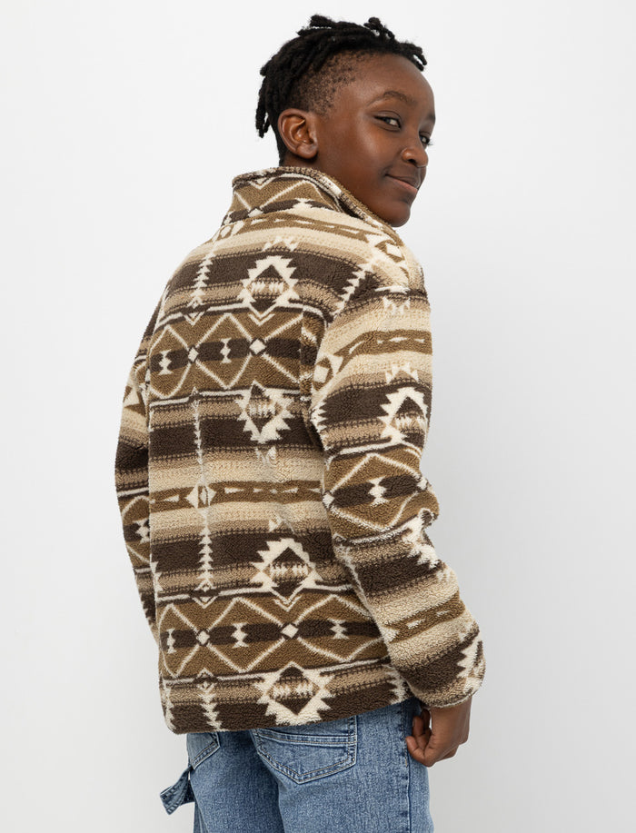 Chandail à motif aztèque à demi-zip