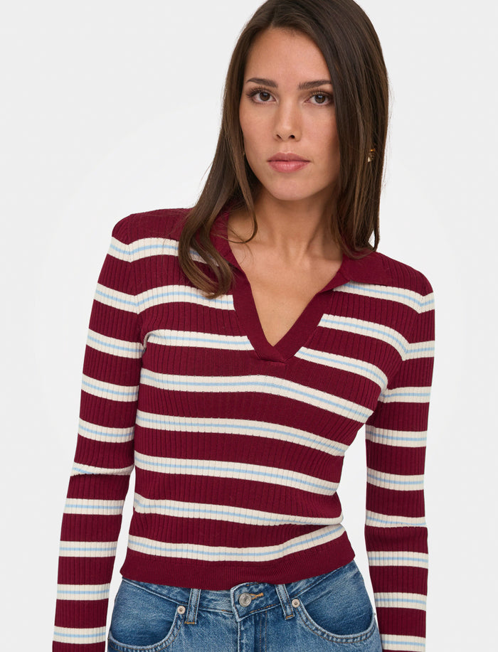Chandail en tricot à col polo pour femme