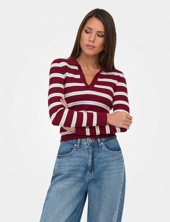 Chandail en tricot à col polo pour femme