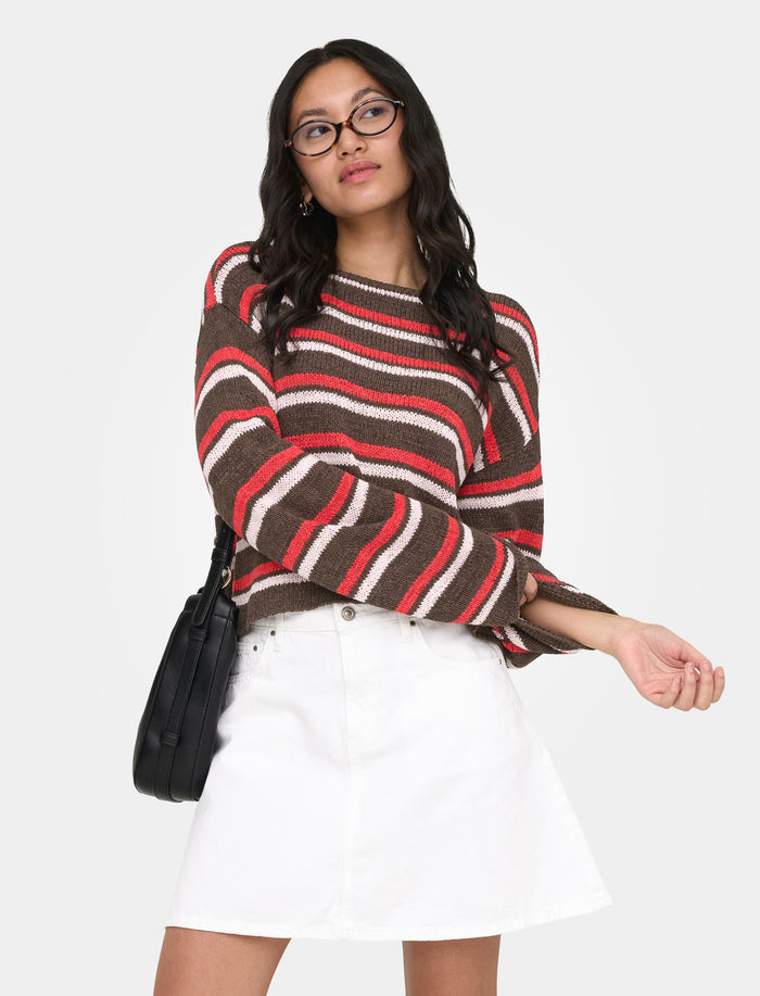 Chandail rayé en tricot pour femme