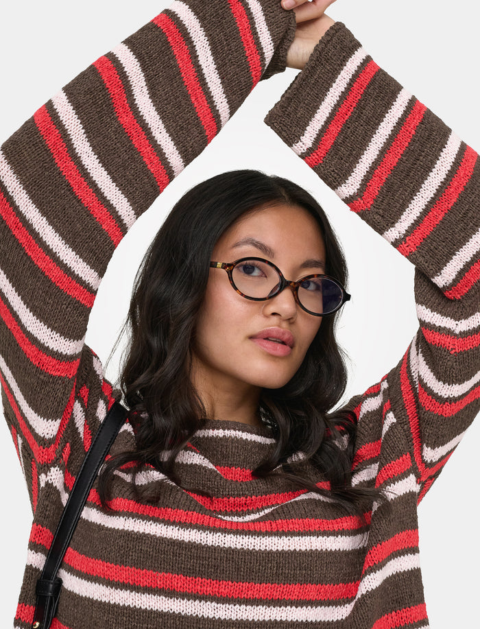 Chandail rayé en tricot pour femme
