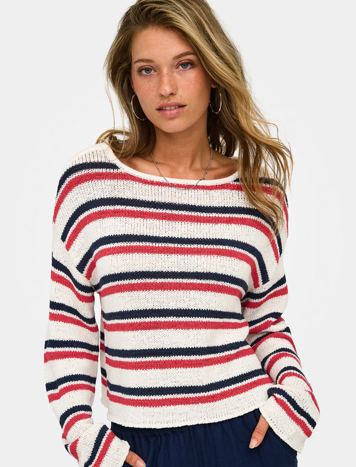 Chandail rayé en tricot pour femme