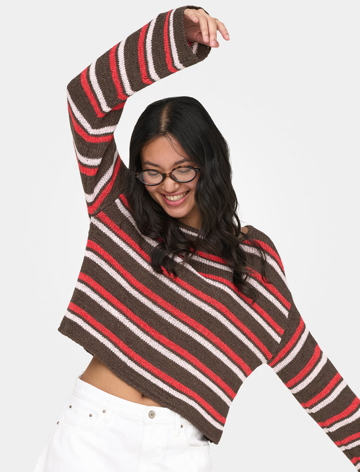 Chandail rayé en tricot pour femme