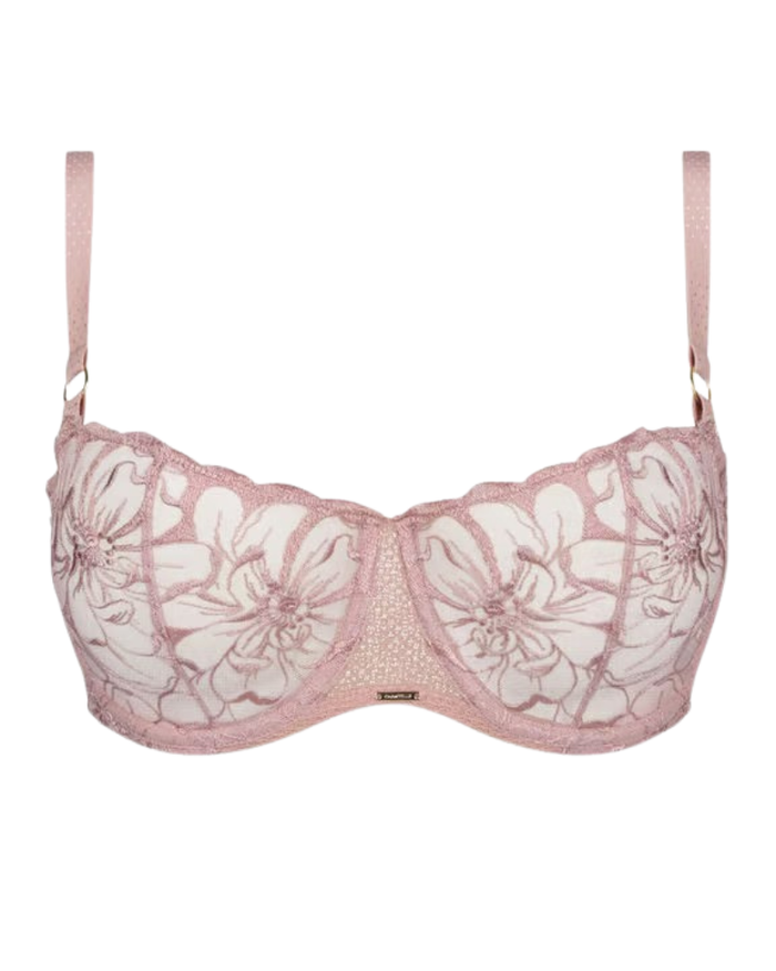 Chantelle Authentic Pink Fleurs Demi Underwire Bra Myselflingerie.com