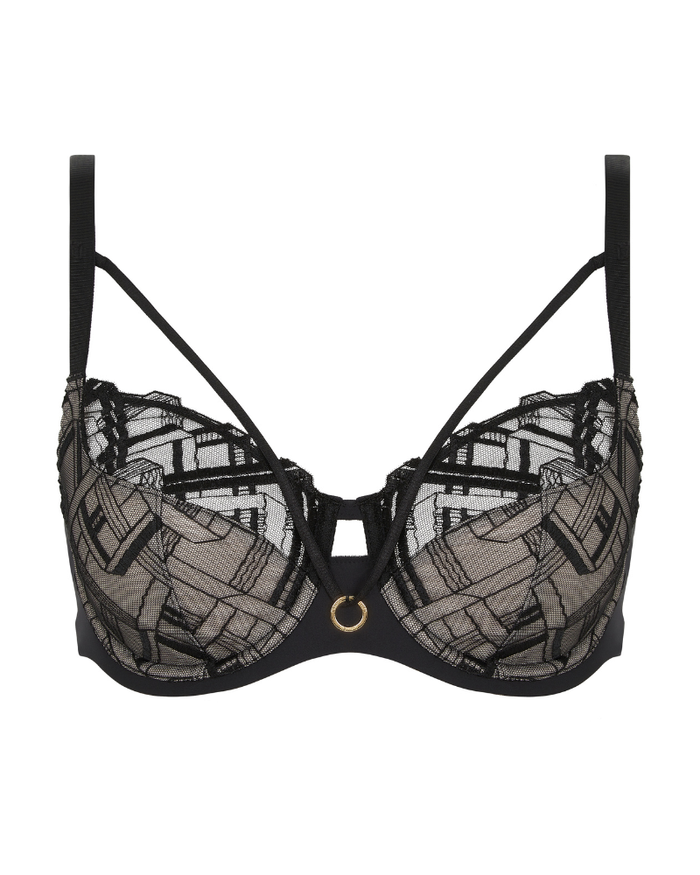 Chantelle 21S1 Black Graphic Support Underwire Bra myselflingerie.com