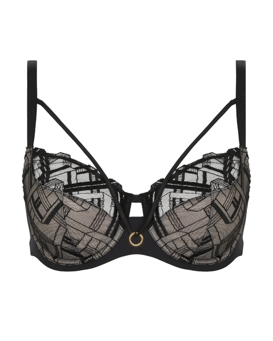 Chantelle 21S1 Black Graphic Support Underwire Bra myselflingerie.com