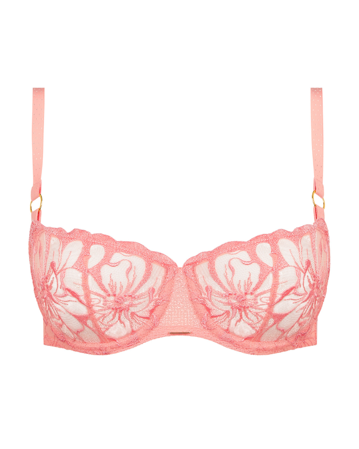Chantelle Candlelight Peach Fleurs Demi Underwire Bra Myselflingerie.com
