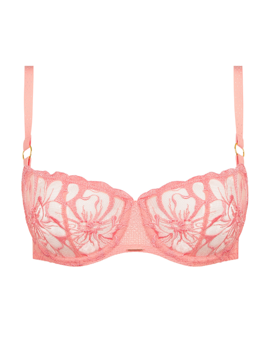 Chantelle Candlelight Peach Fleurs Demi Underwire Bra Myselflingerie.com