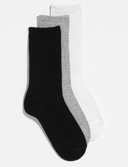 Chaussettes mi-mollet unies - paquet de 3