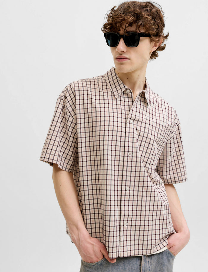 Chemise à carreaux à broderie pour homme