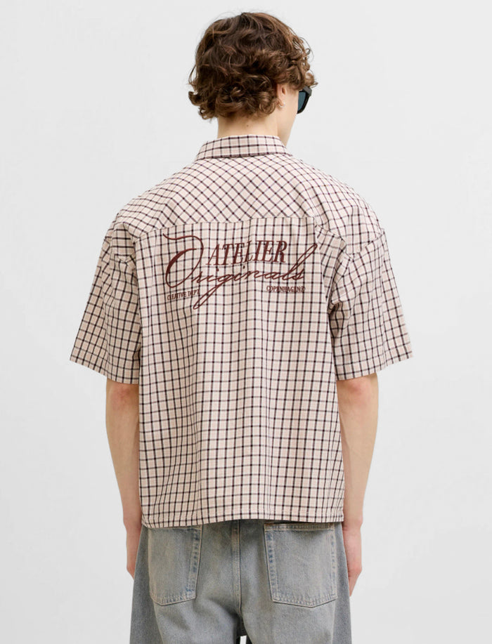 Chemise à carreaux à broderie pour homme