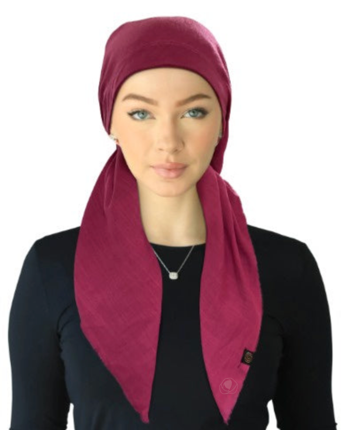 Cherie SPC309A-BRY Berry Solid Fringe Design Adjustable Closed Back Pre-Tied Bandanna Myselflingerie.com