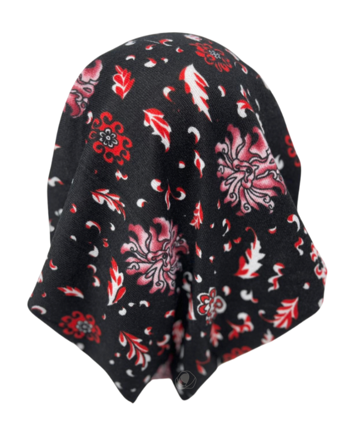Cherie HA-PLKN-BLKRD Black/Red Plaid Knit Adjustable Pre-Tied Bandanna Myselflingerie.com