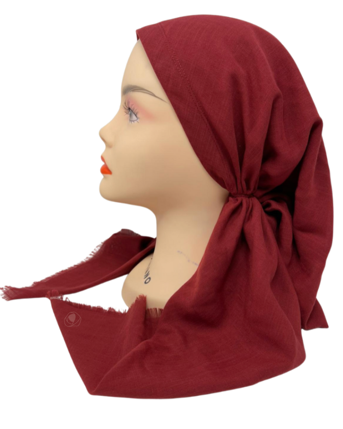 Cherie SP309A-BGY Burgundy Adjustable Pre-Tied Open Back Bandanna Myselflingerie.com
