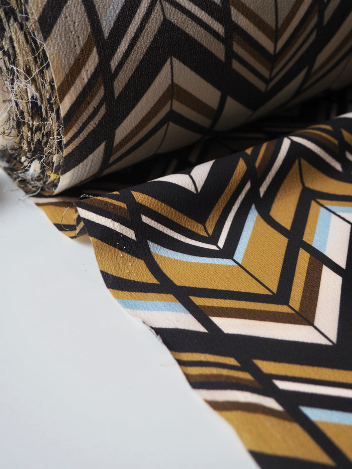 Chevron Stripe Crinkle Crepe