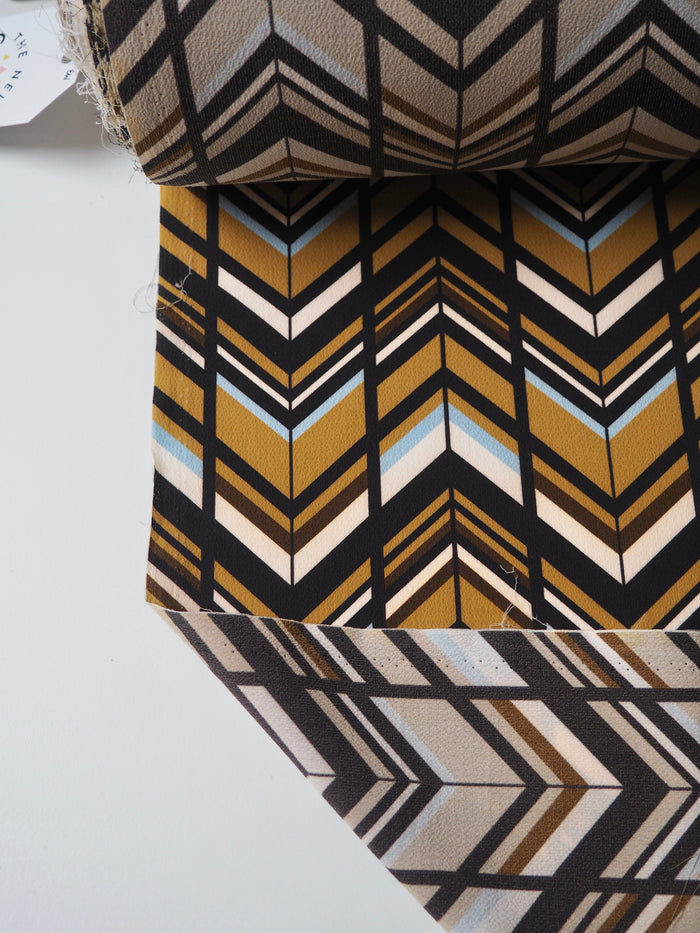 Chevron Stripe Crinkle Crepe
