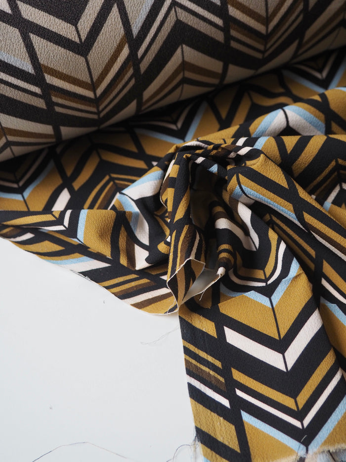 Chevron Stripe Crinkle Crepe