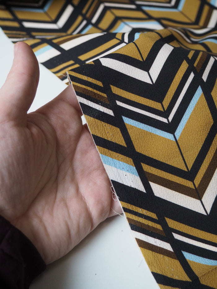Chevron Stripe Crinkle Crepe