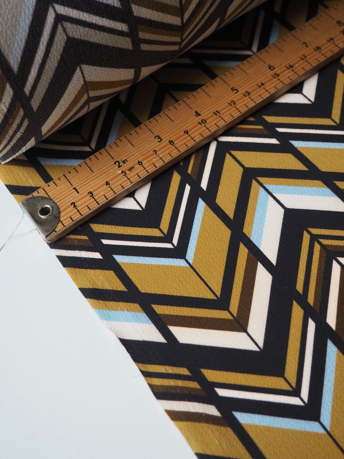 Chevron Stripe Crinkle Crepe