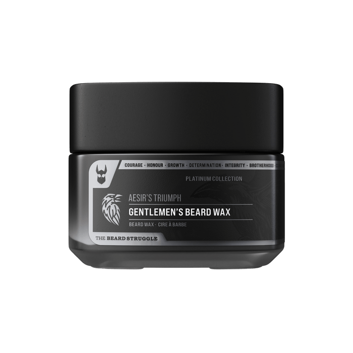 Clear Mustache Wax for a Natural Hold in Aesir's Triumph scent. The Beard Struggle