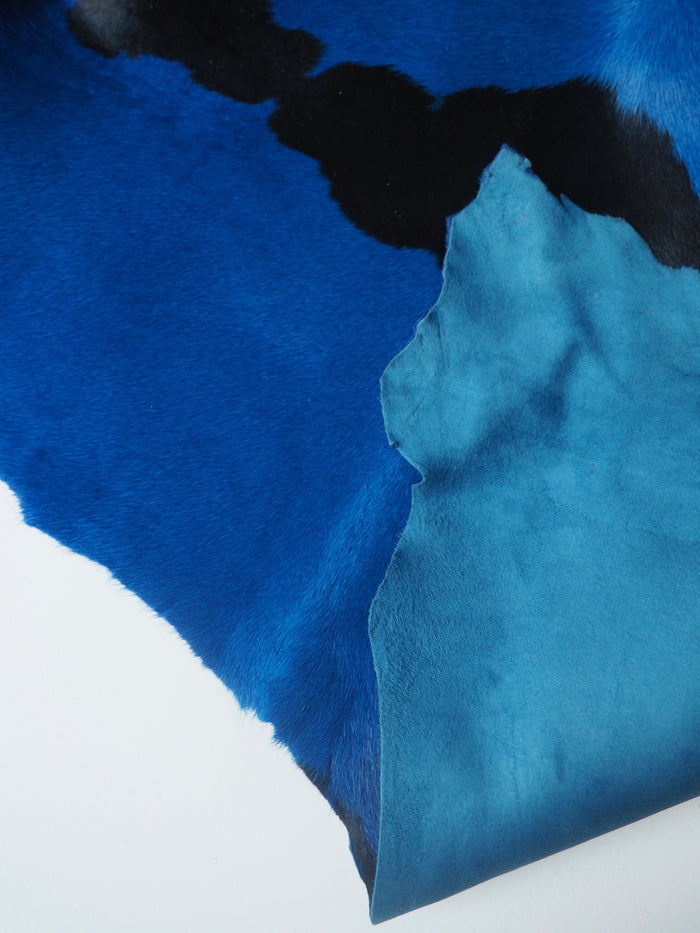 Cobalt + Black Spotted Kidskin Hide