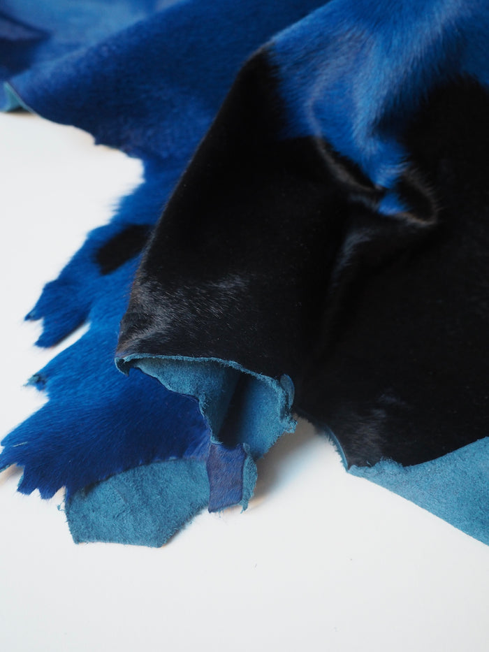 Cobalt + Black Spotted Kidskin Hide