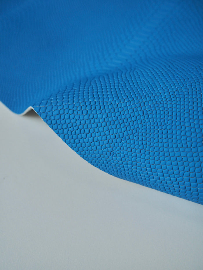 Cobalt Embossed Geometric Crocodile Calfskin