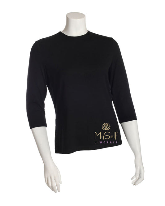 Color 3/4 Sleeve Rayon Shell myselflingerie.com