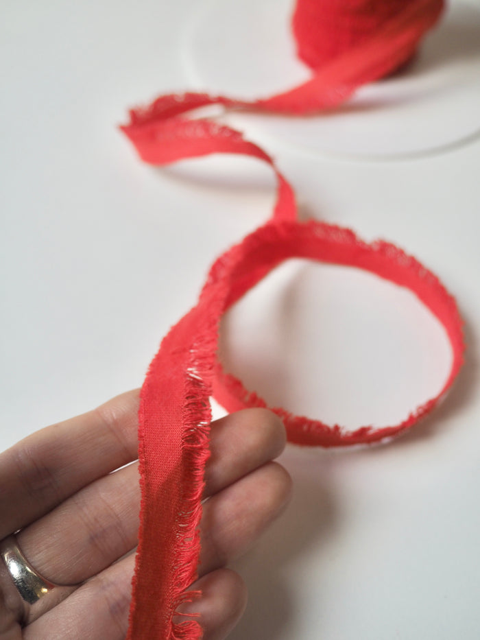 Coral Red Fringe Trim 15mm