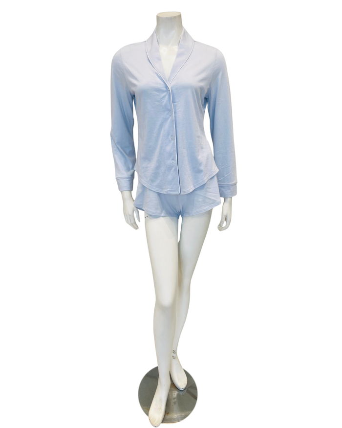 Cosabella PIMAL9563 Mattina/White Pima Lusso Cotton Blend Long Sleeve Shorts Pajamas Set Myselflingerie.com