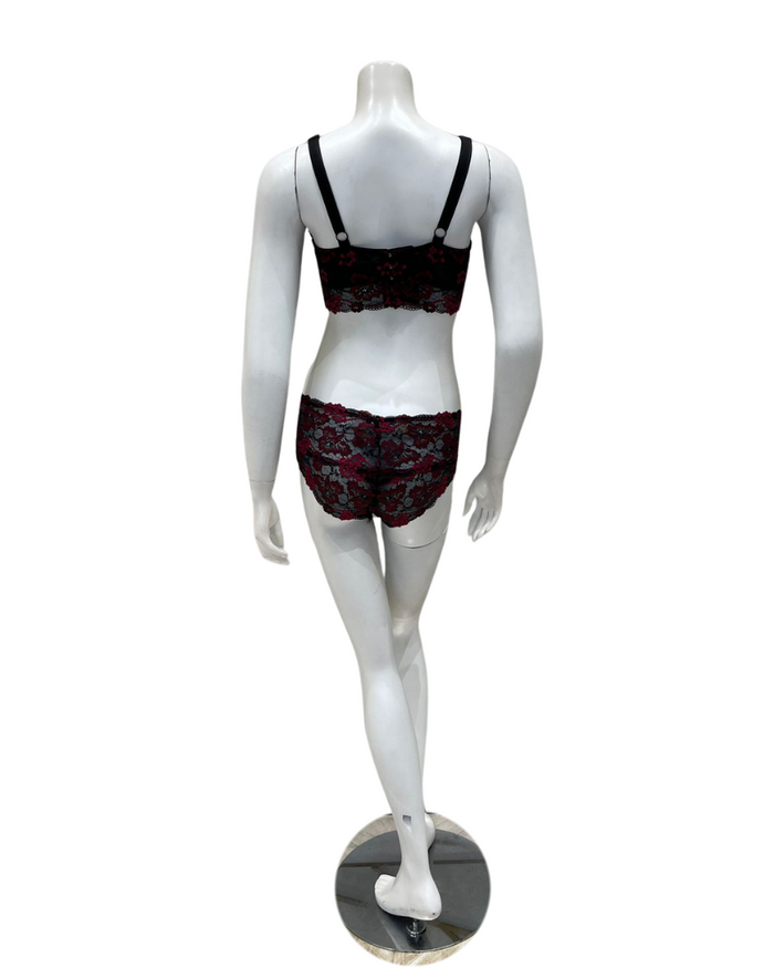 Cosabella SAVON1382+0562 Savona Black/Fragolino Curvy Longline Bralette Set Myselflingerie.com