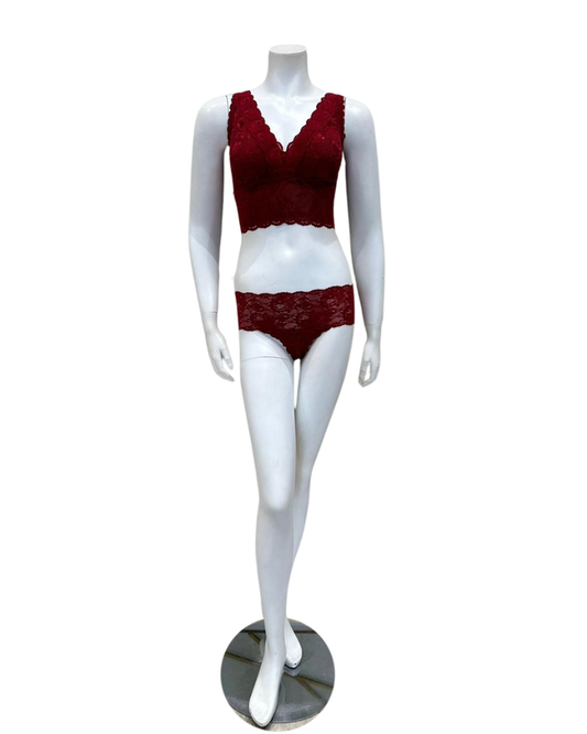 Cosabella NEVER1385 + 07ZL Sindoor Red Curvy Longline Bralette & Panty Set myselflingerie.com