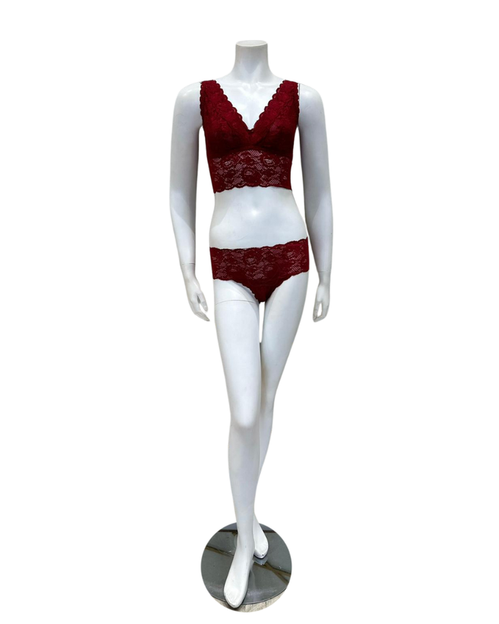 Cosabella NEVER1386 + 07ZL Sindoor Red Lace Bralette & Short Set myselflingerie.com