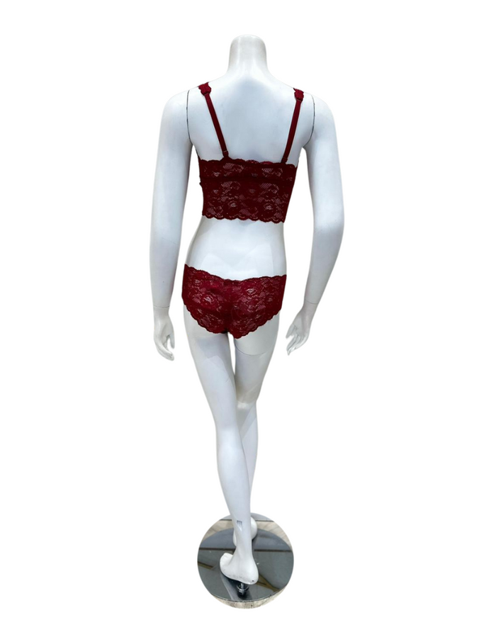 Cosabella NEVER1386 + 07ZL Sindoor Red Lace Bralette & Short Set myselflingerie.com