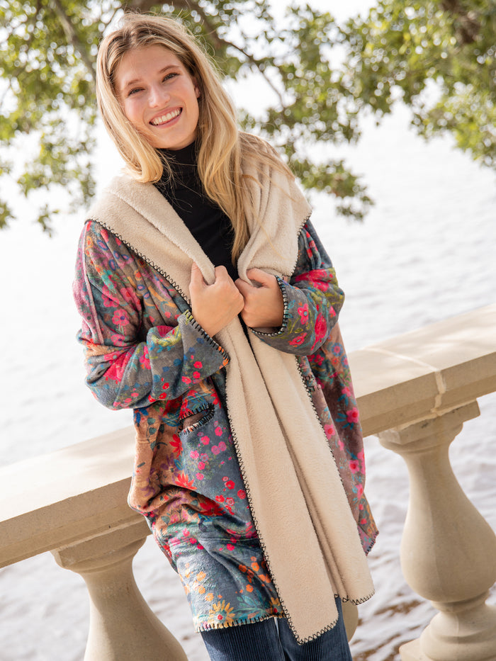Blanket Kimono|Vintage Rose Patchwork-view 2
