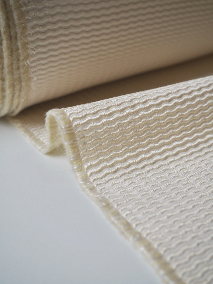 Cream Wool Blend Ottoman Jacquard