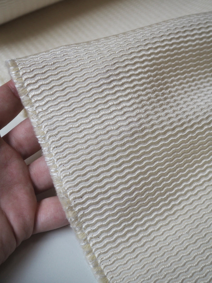 Cream Wool Blend Ottoman Jacquard