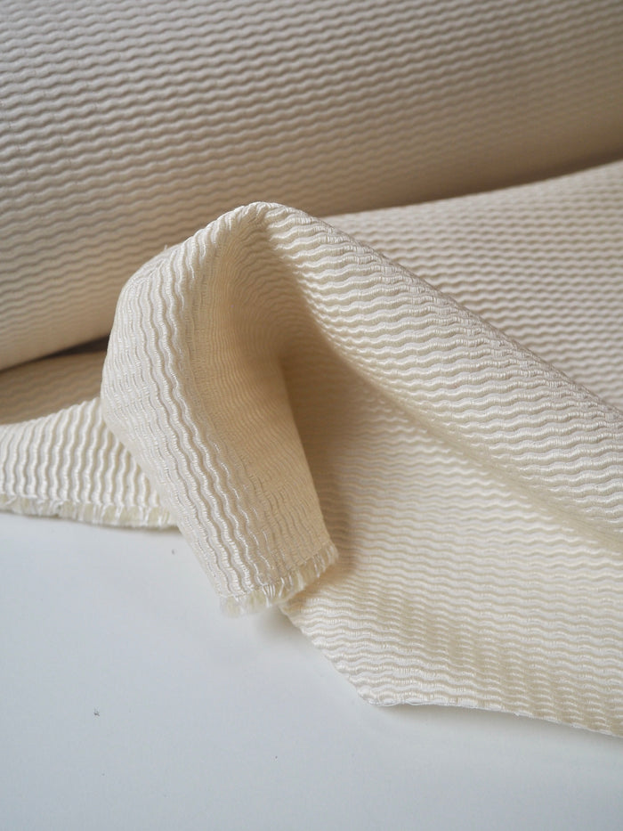 Cream Wool Blend Ottoman Jacquard