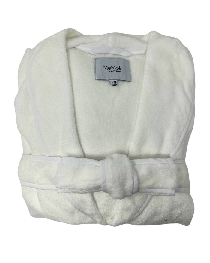 CRX07268 White Zero Twist Woven Loop Terry Robe Wrap