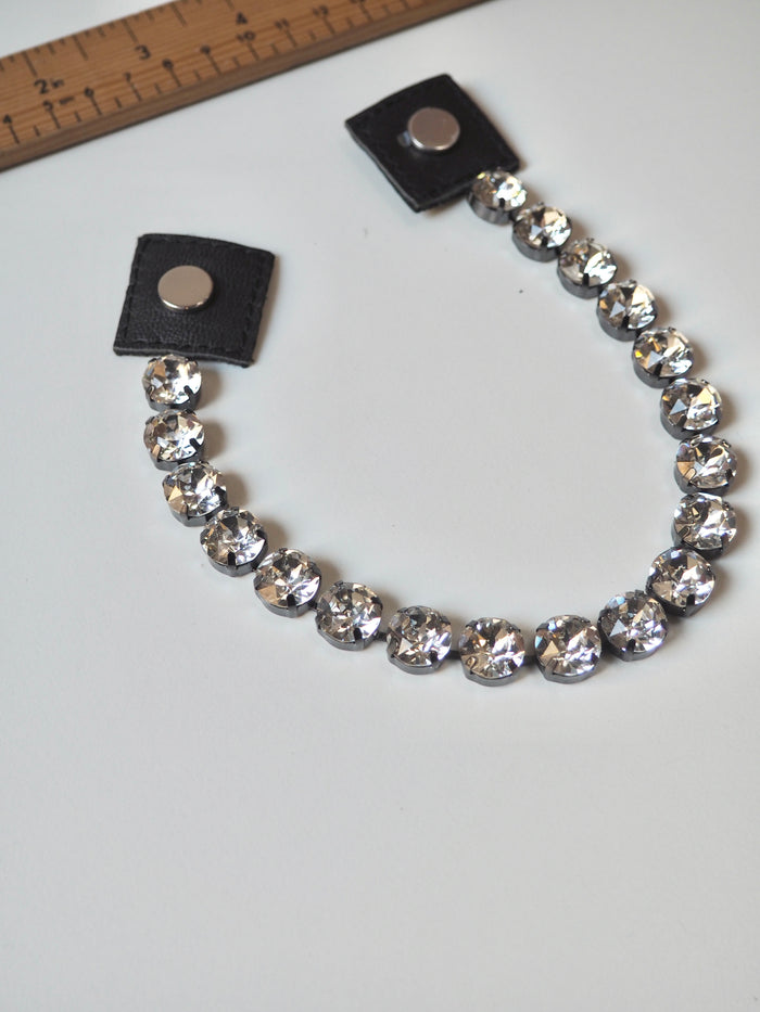 Crystal + Black Leather 1 Strand Accessory