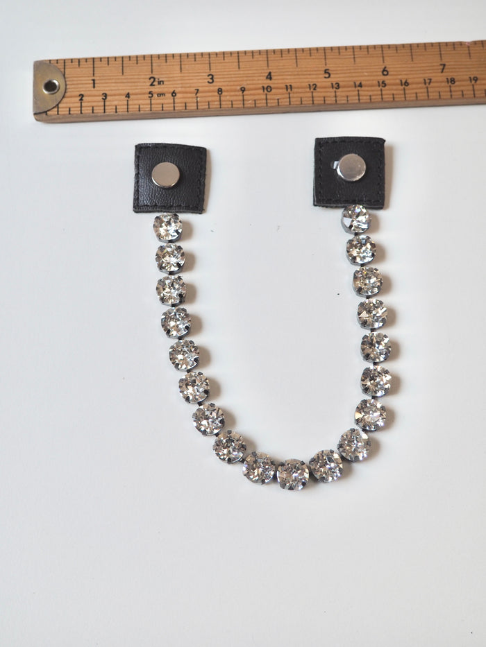 Crystal + Black Leather 1 Strand Accessory