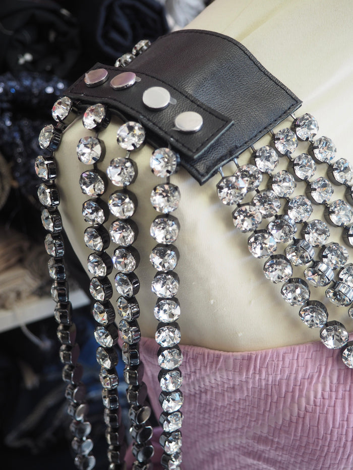 Crystal + Black Leather Shoulder + Arm Accessory