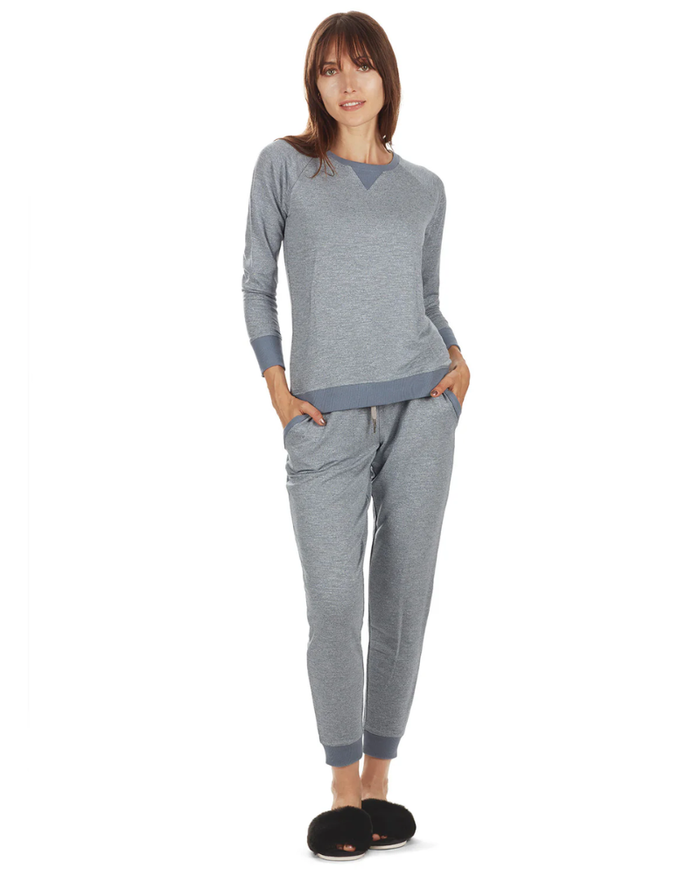 CTL07352 + CJG07354 Blue Space Dye Bamboo Pajamas Set