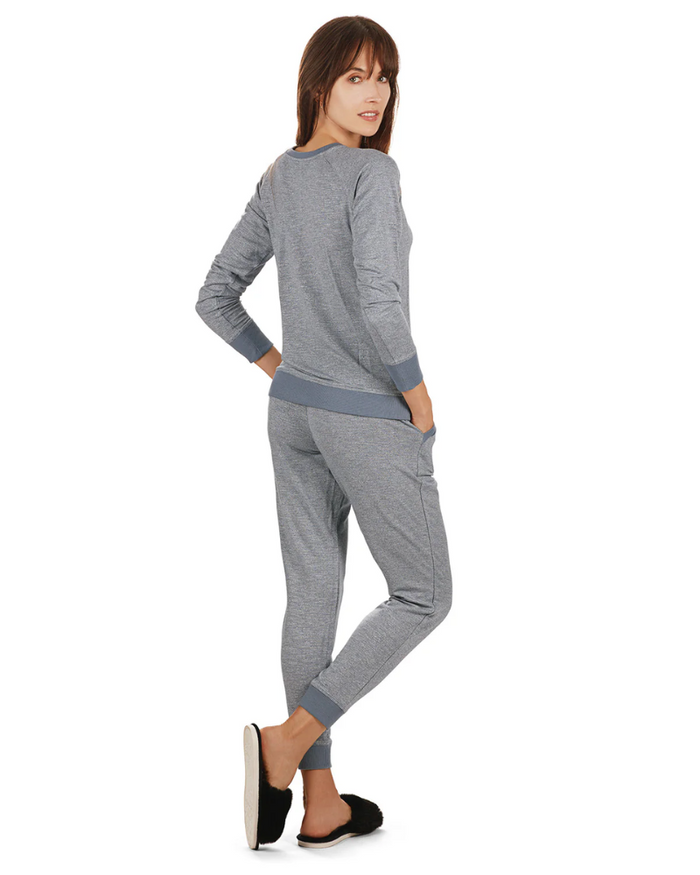 CTL07352 + CJG07354 Blue Space Dye Bamboo Pajamas Set